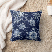 冬の雪花模様 クッション (ブランケット)