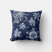 冬の雪花模様 クッション (正面)