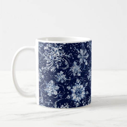 冬の雪花模様 コーヒーマグカップ (左)