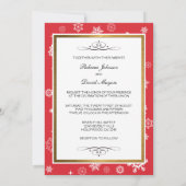 冬の雪赤と白片結婚式の招待 招待状 (裏面)