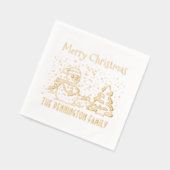冬の雪降る雪だるま名メリークリスマス 箔ナプキン (左)
