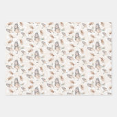 冬の雪雀の水の色の手絵を描 ラッピングペーパーシート (正面)