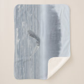 冬の雪飛んでいるフクロウ シェルパブランケット (正面)