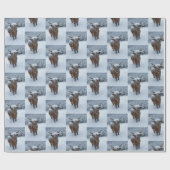 冬の雪高原牛 ラッピングペーパー (フラット)