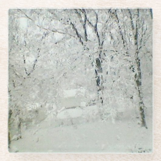 冬の雪、ガラスのコースター ガラスコースター (正面)