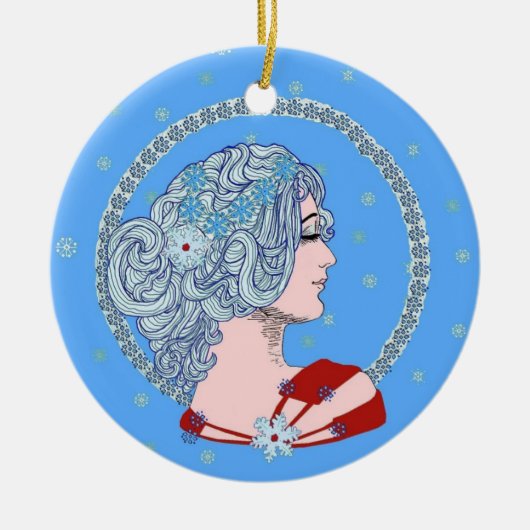 冬の雪 セラミックオーナメント (正面)