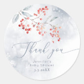 冬の雪 ダスティーブルー ベリー ありがとう ラウンドシール (正面)