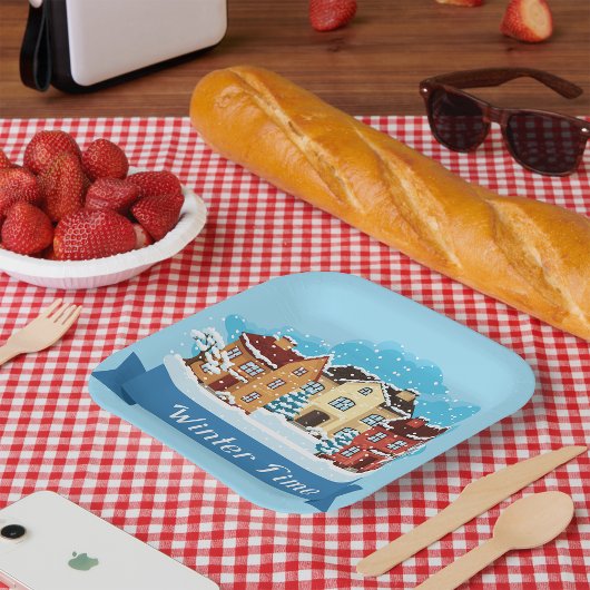 冬の雪 ペーパープレート