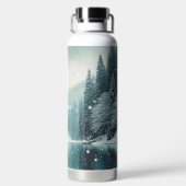 冬の雪、山の湖 ウォーターボトル (背面)
