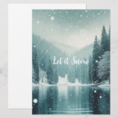 冬の雪、山の湖 シーズンカード (正面/裏面)