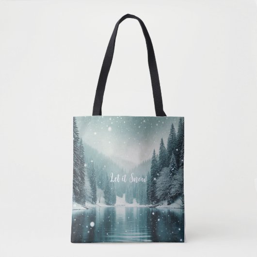 冬の雪、山の湖 トートバッグ (正面)