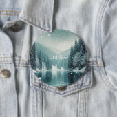 冬の雪、山の湖 缶バッジ (インサイチュ)