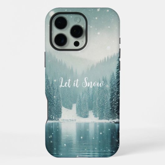 冬の雪、山の湖 iPhoneケース (裏面)