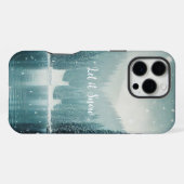 冬の雪、山の湖 iPhoneケース (裏面横)