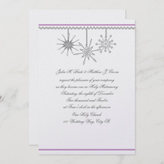 冬の雪 招待状 (正面/裏面)