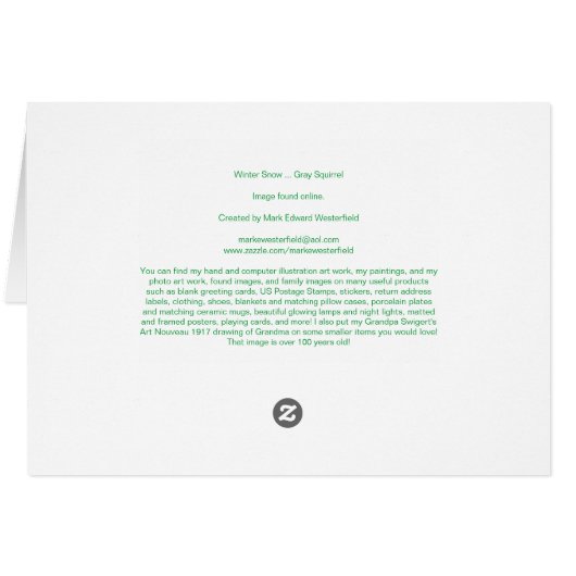 冬の雪…灰色リス (裏面横)