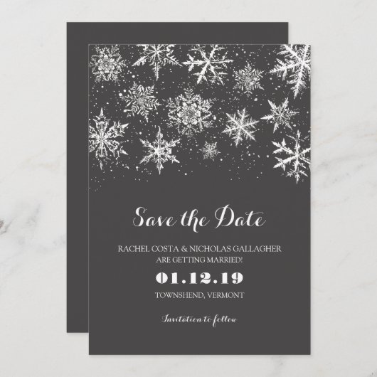冬の雪 | 結婚式のご案内 セーブザデート (正面/裏面)
