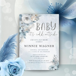 冬の雪 赤ちゃん 外は寒い ベビーシャワー 招待状