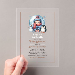 冬の雪 "Baby, it's cold Outside!" ベビーシャワー アクリル招待状