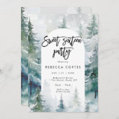 冬の雪sweet sixteen16歳の誕生日 招待状 (正面/裏面)