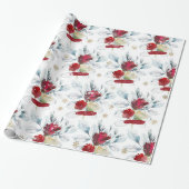 冬の雰囲気と美しい水彩バラ ラッピングペーパー (アンロールド)