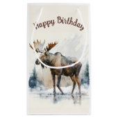 冬の雰囲気の水彩ムース – 誕生日パーティー – スモールペーパーバッグ (裏面)