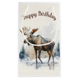 冬の雰囲気の水彩ムース – 誕生日パーティー –  スモールペーパーバッグ