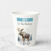 冬の雰囲気ムース – 1歳の誕生日 –  紙コップ (正面)