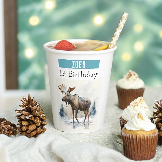 冬の雰囲気ムース – 1歳の誕生日 –  紙コップ