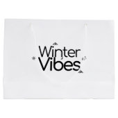 冬の雰囲気 – ミニマルなスノーフレークと山 ラージペーパーバッグ (裏面)