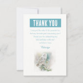 冬の雰囲気 水彩フクロウ - 誕生日 サンキューカード (正面)