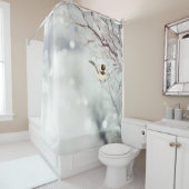 冬の霜の木の《鳥》アメリカゴガラ鳥かわいい シャワーカーテン (インサイチュ)