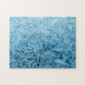 冬の霜の氷結晶の冷たい青の白 ジグソーパズル (横)