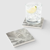 冬の霜の氷結晶の灰色の白エレガント色 ストーンコースター (横)