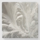 冬の霜の氷結晶の灰色の白エレガント色 ストーンコースター (正面)