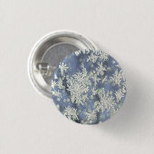 冬の霜の詳細抽象芸術写真ブルー 缶バッジ (正面&裏面)