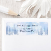 冬の霜の降りたクリスマスツリー ラベル (インサイチュ)