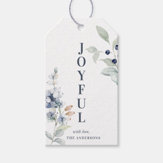 冬の霜の降りた紅葉の楽しいクリスマス ギフトタグ (正面)