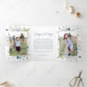 冬の霜の降りた紅葉シックなクリスマス4フォトカード 三つ折り招待状 (内部)