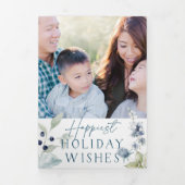 冬の霜の降りた紅葉シックなクリスマス4フォトカード 三つ折り招待状 (カバー)