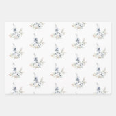 冬の霜の降りた葉ボタニカルホリデーダスティブルー ラッピングペーパーシート (正面3)