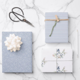 冬の霜の降りた葉ボタニカルホリデーダスティブルー ラッピングペーパーシート