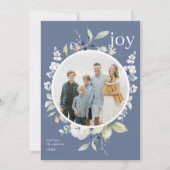 冬の霜の降りた葉リースフレームホリデーフォト シーズンカード (正面)