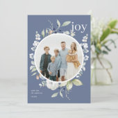 冬の霜の降りた葉リースフレームホリデーフォト シーズンカード (スタンド正面)