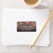 冬の霜の降りた赤い果実の枝 ラベル (インサイチュ)