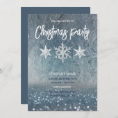 冬の霜の雪の企業の結晶パーティー 招待状 (正面/裏面)