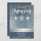 冬の霜の雪の結晶が舞う企業のクリスマスパーティー 招待状 (正面/裏面)