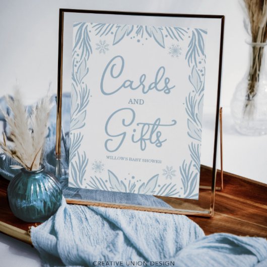 冬の霜の雪の結晶ベビーシャワーカードとギフト ポスター