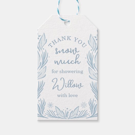 冬の霜の雪の花 赤ちゃんのシャワー ベイビー 寒い ギフトタグ (正面)