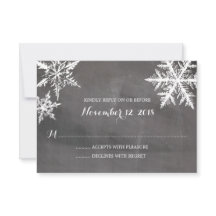 冬の霜の雪片チョークボード |ウェディングRSVP